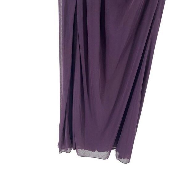Davids Bridal Bridesmaid Dress Plumb Purple Size 2 One Shoulder Maxi Lace Panel - Picture 6 of 9